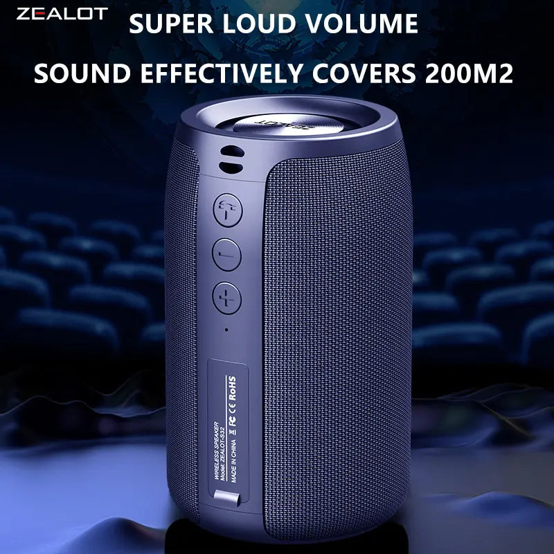 Zealots S32 Portable Bluetooth Speaker, 18W Maximum Power Output, 1800Mah Battery, IPX5 Waterproof, Stereo Pairing, AUX, TF Card, USB, Bass Boost, Ideal for Home & Outdoor, Gift for Men & Kids - Black