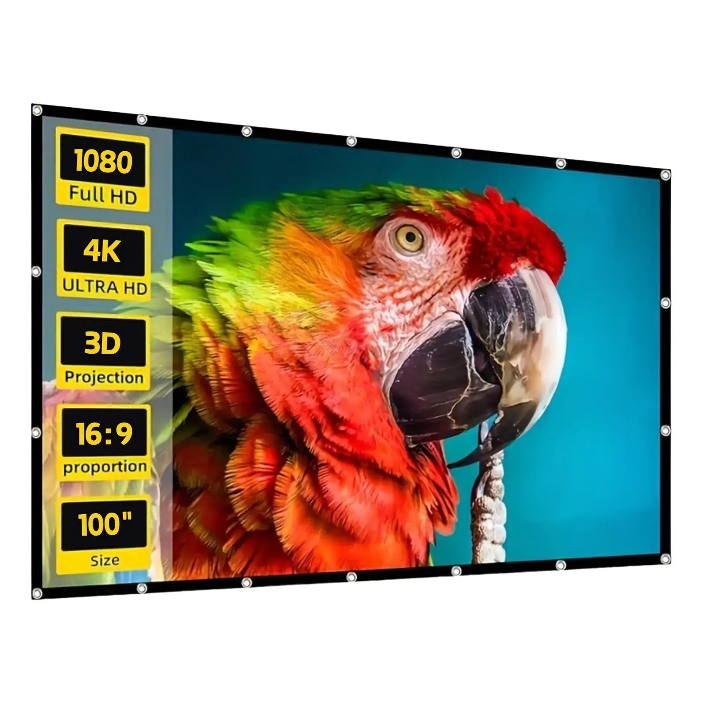 Portable HD Projection Screen 100/120 Inch - Foldable Wrinkle-Free Oxford Cloth Manual Home Theater Screen for Indoor & Outdoor Use, Backyard Movies, Camping, Media Display, Camping Entertainment, Landscape Compatible, Outdoor Movie Screen, 16:9