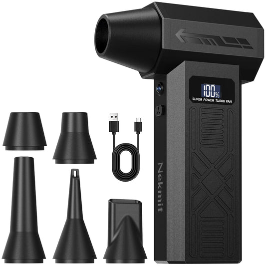 Nekmit Compressed Air Duster - 150,000RPM Super Power Electric Air Duster, 4-Gear Adjustable Mini Blower with Fast Charging, Dust Blower for Computer, Keyboard, House, Outdoor and Car