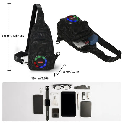 Waterproof Bluetooth 5.3 Outdoor Speakers Chest Bag with 10W Subwoofer and Built-In Battery for Leisure Activities