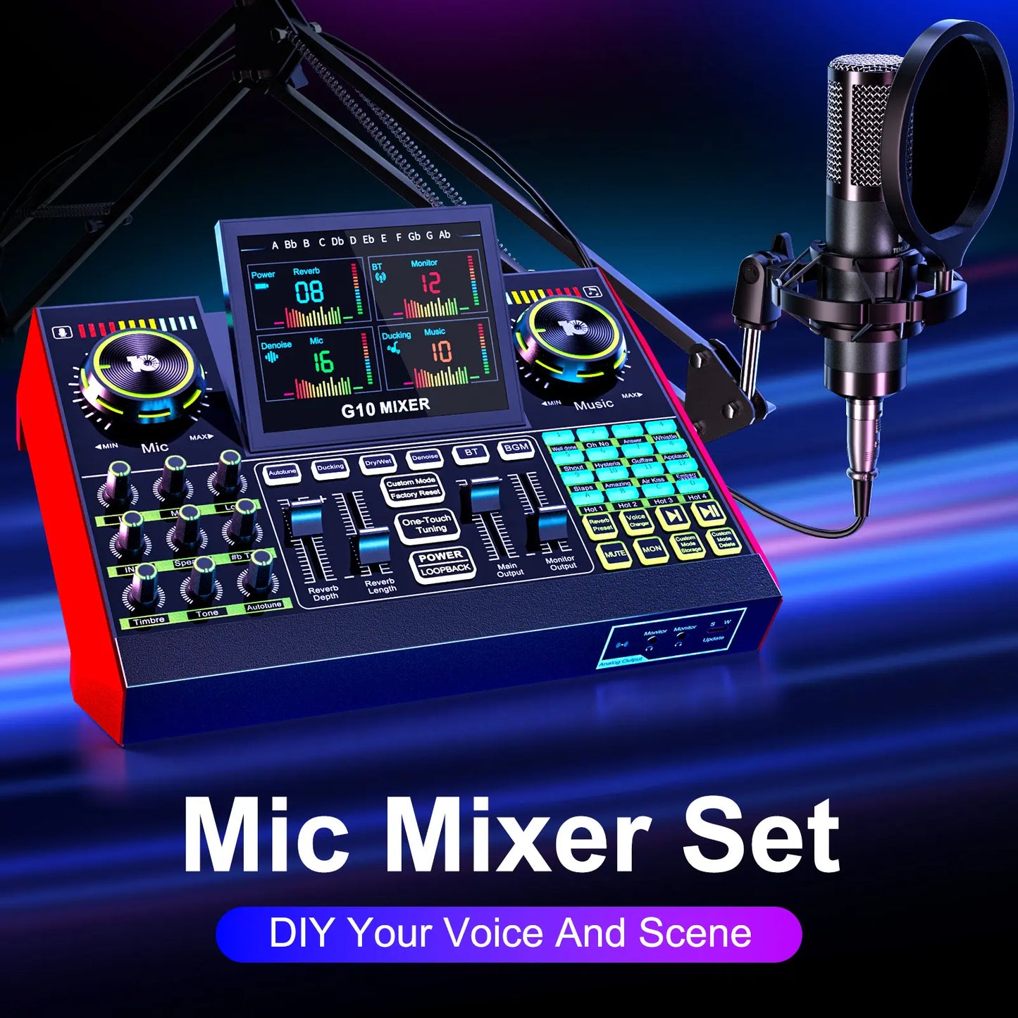 【Live】Tenlamp G10-P15 Cantilever Sound Card Kit, Upgraded Cantilever Bracket, Customizable Sound Effects, Condenser Microphone, Suitable for Live Streaming, Gaming, Vocal Podcasting, 2-Level Noise Cancellation, and Computer Audio Mixing