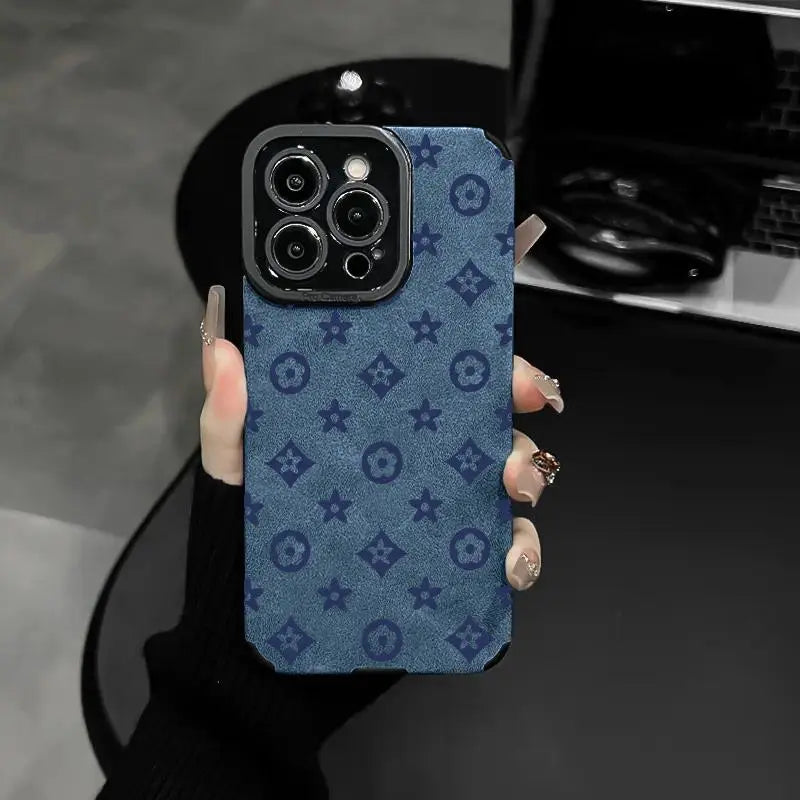 Faux Leather with Vintage Print Phone Case - Shockproof & Sophisticated for Iphone 17, 16, 15, 14, 13, 12 Series - Retro & Protective.
