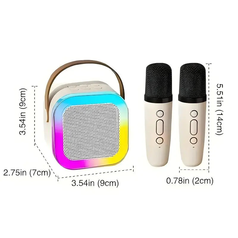 Mini Karaoke Machine with 2 Wireless Microphones, Portable Kids Speaker Sound System, Ideal Birthday Gift for Children Ages 4-12, for Family Party & Travel-Mini Karaoke Machine with 2 Wireless Mics, Portable Kids Speaker, Birthday Gift for 4-12 Year Olds