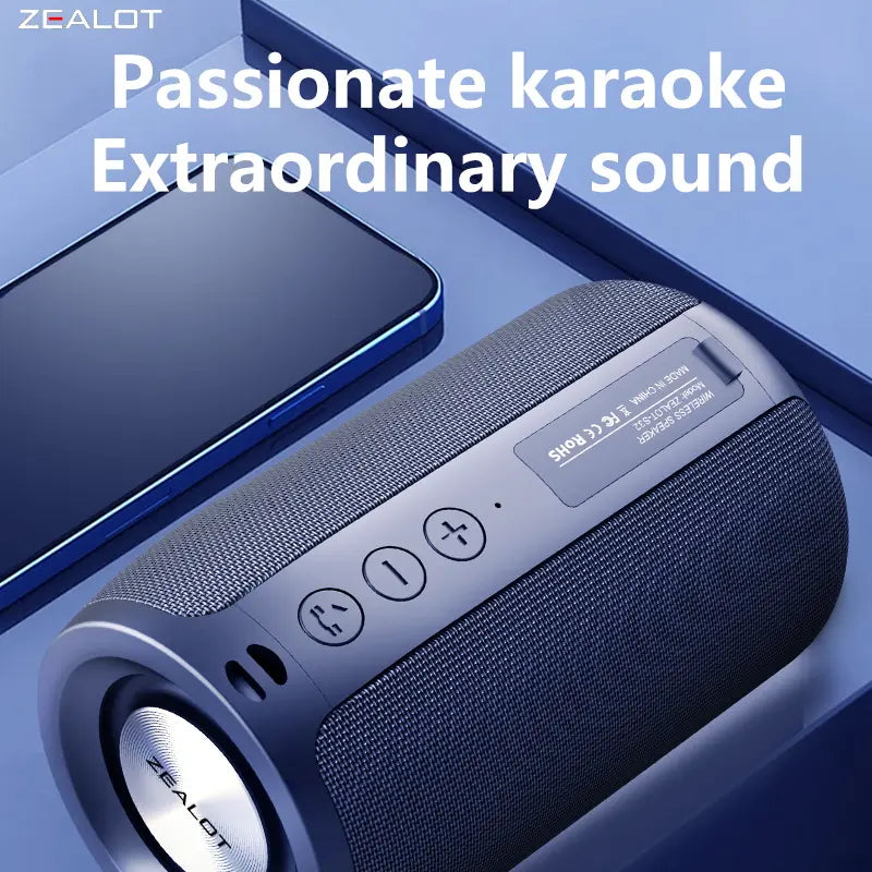 Zealots S32 Portable Bluetooth Speaker, 18W Maximum Power Output, 1800Mah Battery, IPX5 Waterproof, Stereo Pairing, AUX, TF Card, USB, Bass Boost, Ideal for Home & Outdoor, Gift for Men & Kids - Black
