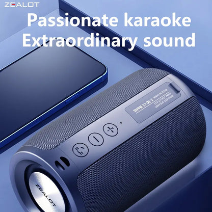 Zealots S32 Portable Bluetooth Speaker, 18W Maximum Power Output, 1800Mah Battery, IPX5 Waterproof, Stereo Pairing, AUX, TF Card, USB, Bass Boost, Ideal for Home & Outdoor, Gift for Men & Kids - Black