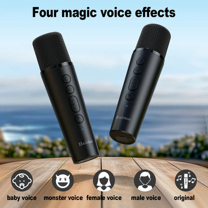 Bobtot ET200 Bluetooth Portable Speaker with 2 Wireless Mics, 40W Full Bass Audio, IPX5 Waterproof, Weatherproof Loudspeaker System, 8000Mah Battery, Handle Design for Home & Party, Water Proof,Summervibes