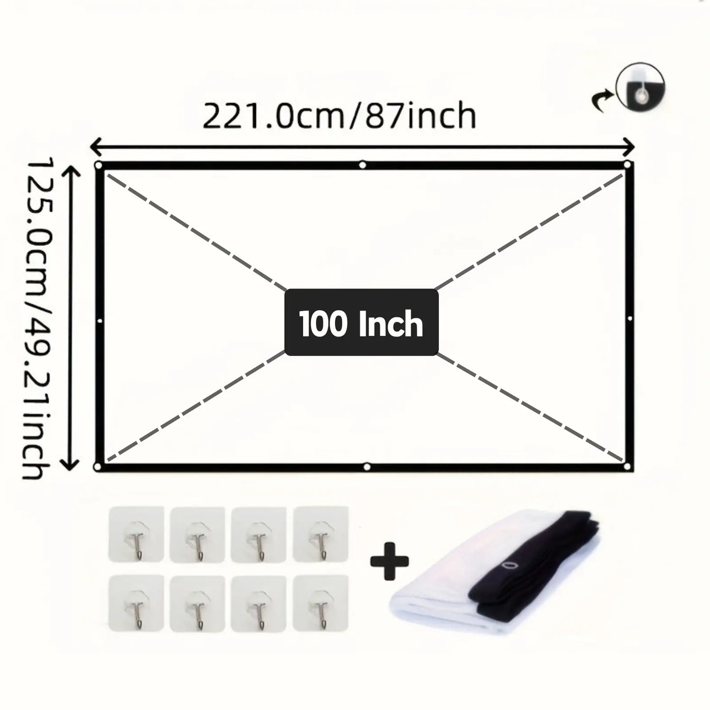 Portable HD Projection Screen 100/120 Inch - Foldable Wrinkle-Free Oxford Cloth Manual Home Theater Screen for Indoor & Outdoor Use, Backyard Movies, Camping, Media Display, Camping Entertainment, Landscape Compatible, Outdoor Movie Screen, 16:9