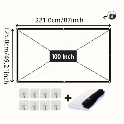 Portable HD Projection Screen 100/120 Inch - Foldable Wrinkle-Free Oxford Cloth Manual Home Theater Screen for Indoor & Outdoor Use, Backyard Movies, Camping, Media Display, Camping Entertainment, Landscape Compatible, Outdoor Movie Screen, 16:9