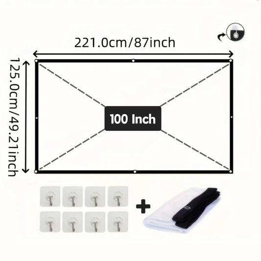 Portable HD Projection Screen 100/120 Inch - Foldable Wrinkle-Free Oxford Cloth Manual Home Theater Screen for Indoor & Outdoor Use, Backyard Movies, Camping, Media Display, Camping Entertainment, Landscape Compatible, Outdoor Movie Screen, 16:9