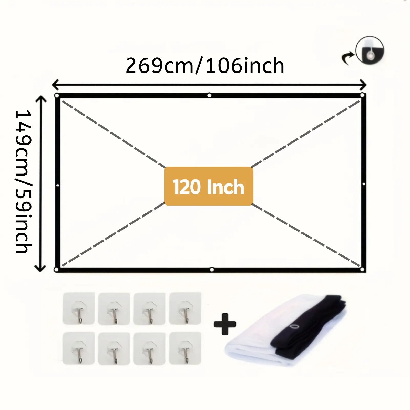 Portable HD Projection Screen 100/120 Inch - Foldable Wrinkle-Free Oxford Cloth Manual Home Theater Screen for Indoor & Outdoor Use, Backyard Movies, Camping, Media Display, Camping Entertainment, Landscape Compatible, Outdoor Movie Screen, 16:9