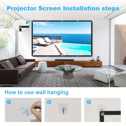 Portable HD Projection Screen 100/120 Inch - Foldable Wrinkle-Free Oxford Cloth Manual Home Theater Screen for Indoor & Outdoor Use, Backyard Movies, Camping, Media Display, Camping Entertainment, Landscape Compatible, Outdoor Movie Screen, 16:9