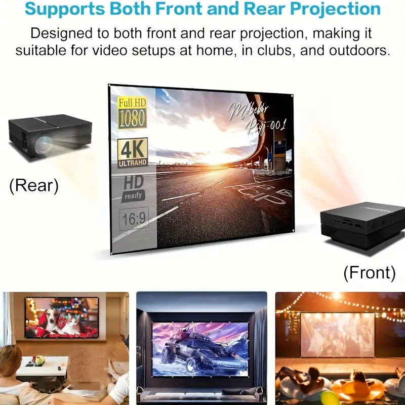Portable HD Projection Screen 100/120 Inch - Foldable Wrinkle-Free Oxford Cloth Manual Home Theater Screen for Indoor & Outdoor Use, Backyard Movies, Camping, Media Display, Camping Entertainment, Landscape Compatible, Outdoor Movie Screen, 16:9