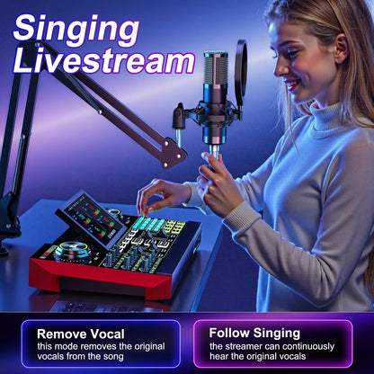 【Live】Tenlamp G10-P15 Cantilever Sound Card Kit, Upgraded Cantilever Bracket, Customizable Sound Effects, Condenser Microphone, Suitable for Live Streaming, Gaming, Vocal Podcasting, 2-Level Noise Cancellation, and Computer Audio Mixing