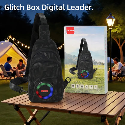 Waterproof Bluetooth 5.3 Outdoor Speakers Chest Bag with 10W Subwoofer and Built-In Battery for Leisure Activities