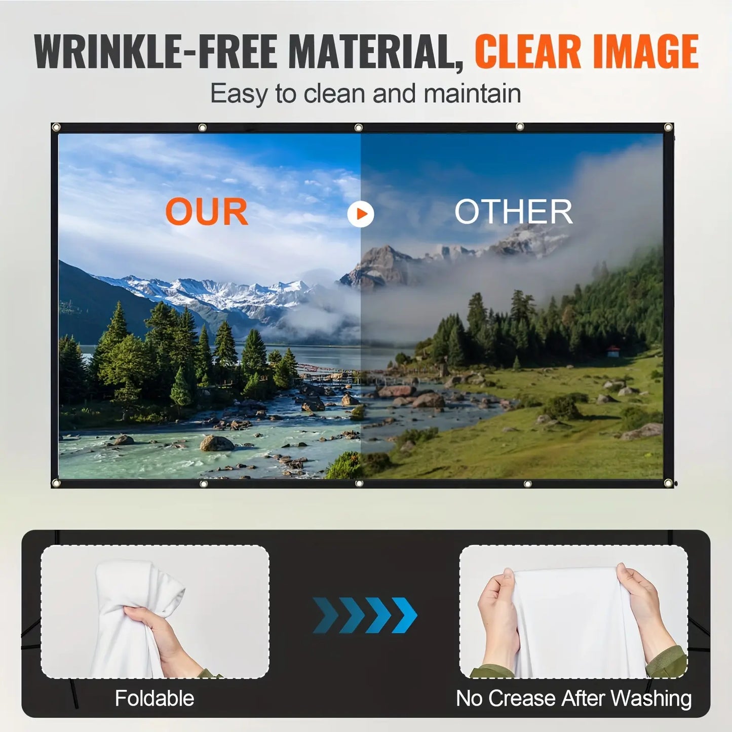 Portable HD Projection Screen 100/120 Inch - Foldable Wrinkle-Free Oxford Cloth Manual Home Theater Screen for Indoor & Outdoor Use, Backyard Movies, Camping, Media Display, Camping Entertainment, Landscape Compatible, Outdoor Movie Screen, 16:9