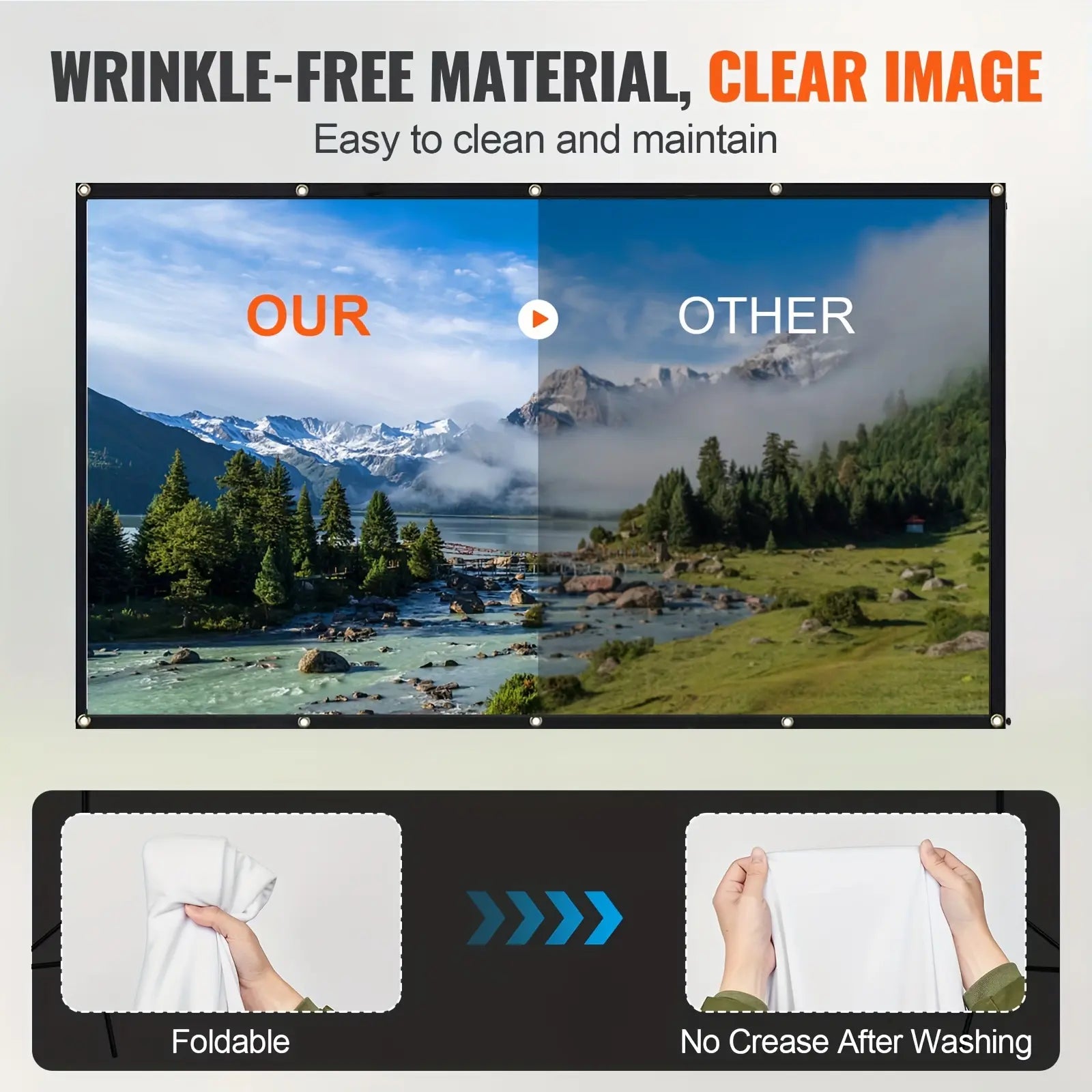 Portable HD Projection Screen 100/120 Inch - Foldable Wrinkle-Free Oxford Cloth Manual Home Theater Screen for Indoor & Outdoor Use, Backyard Movies, Camping, Media Display, Camping Entertainment, Landscape Compatible, Outdoor Movie Screen, 16:9