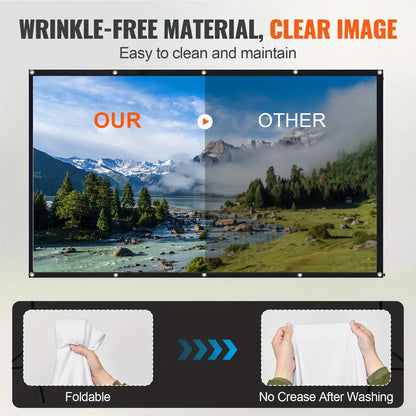 Portable HD Projection Screen 100/120 Inch - Foldable Wrinkle-Free Oxford Cloth Manual Home Theater Screen for Indoor & Outdoor Use, Backyard Movies, Camping, Media Display, Camping Entertainment, Landscape Compatible, Outdoor Movie Screen, 16:9