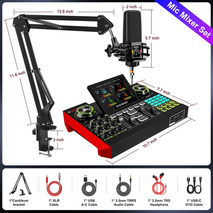 【Live】Tenlamp G10-P15 Cantilever Sound Card Kit, Upgraded Cantilever Bracket, Customizable Sound Effects, Condenser Microphone, Suitable for Live Streaming, Gaming, Vocal Podcasting, 2-Level Noise Cancellation, and Computer Audio Mixing