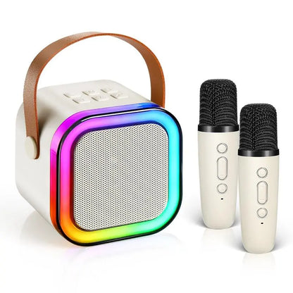 Mini Karaoke Machine with 2 Wireless Microphones, Portable Kids Speaker Sound System, Ideal Birthday Gift for Children Ages 4-12, for Family Party & Travel-Mini Karaoke Machine with 2 Wireless Mics, Portable Kids Speaker, Birthday Gift for 4-12 Year Olds