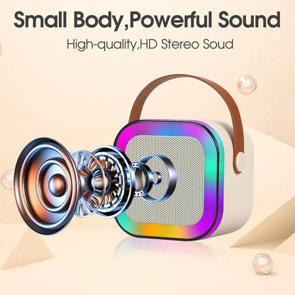Mini Karaoke Machine with 2 Wireless Microphones, Portable Kids Speaker Sound System, Ideal Birthday Gift for Children Ages 4-12, for Family Party & Travel-Mini Karaoke Machine with 2 Wireless Mics, Portable Kids Speaker, Birthday Gift for 4-12 Year Olds