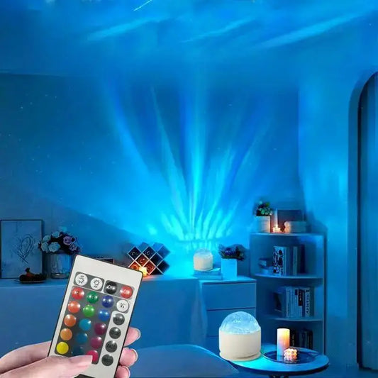 Aurora/ Water Ripple Projector Light,Usb Rechargeable, LED Projector Lamp with Remote Control, Northern Lights Ambient Light, Room Decor, Living Room Decor, Decorative Light Gift