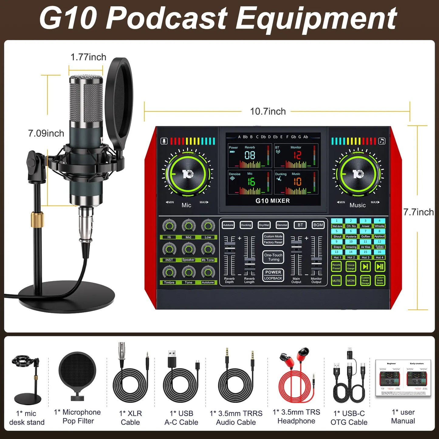 【Live】Tenlamp G10-P15 Cantilever Sound Card Kit, Upgraded Cantilever Bracket, Customizable Sound Effects, Condenser Microphone, Suitable for Live Streaming, Gaming, Vocal Podcasting, 2-Level Noise Cancellation, and Computer Audio Mixing