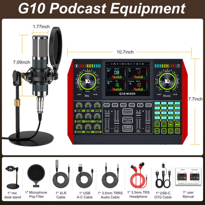 【Live】Tenlamp G10-P15 Cantilever Sound Card Kit, Upgraded Cantilever Bracket, Customizable Sound Effects, Condenser Microphone, Suitable for Live Streaming, Gaming, Vocal Podcasting, 2-Level Noise Cancellation, and Computer Audio Mixing