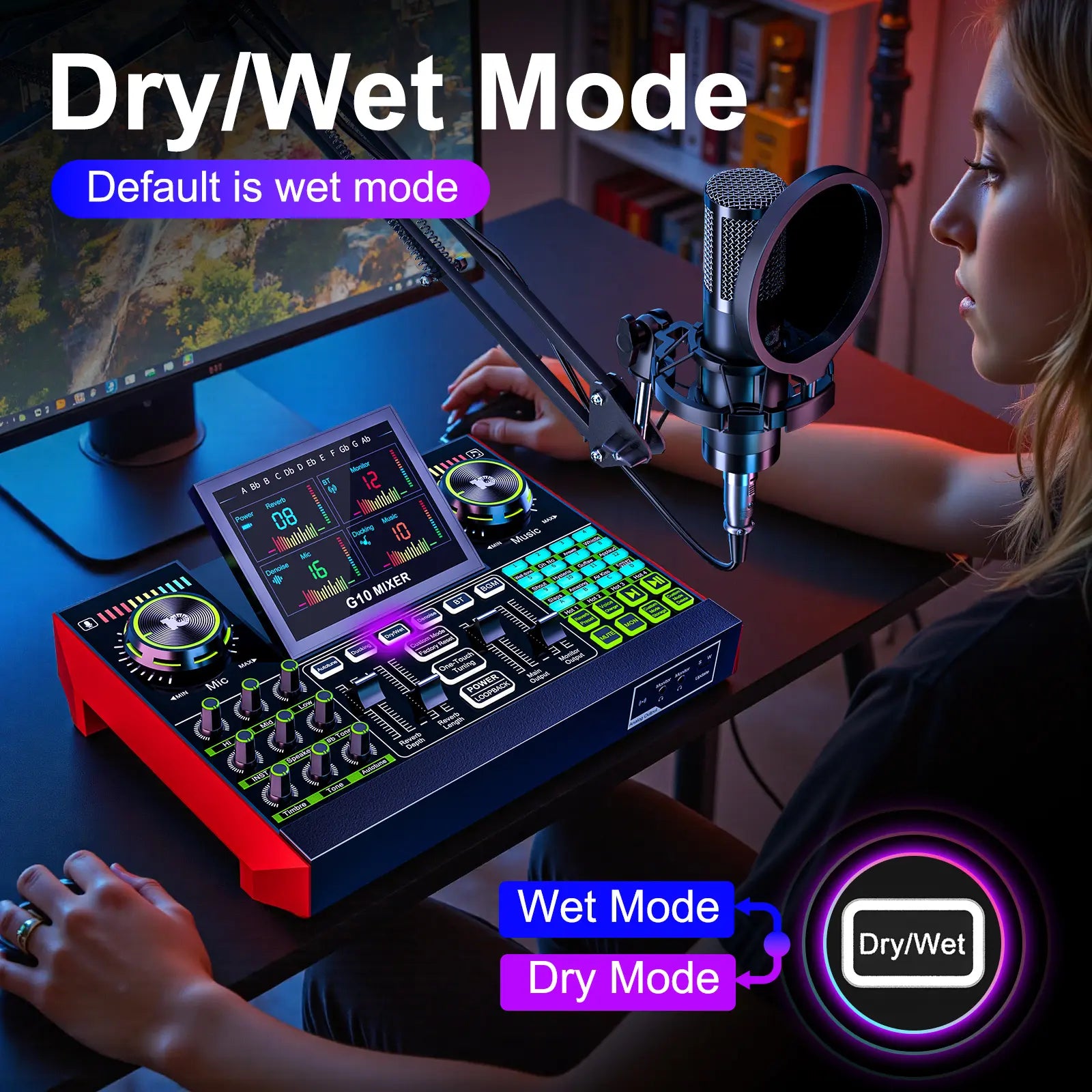 【Live】Tenlamp G10-P15 Cantilever Sound Card Kit, Upgraded Cantilever Bracket, Customizable Sound Effects, Condenser Microphone, Suitable for Live Streaming, Gaming, Vocal Podcasting, 2-Level Noise Cancellation, and Computer Audio Mixing
